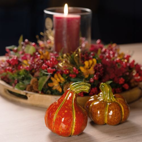 Floristik24 Tökök kerámia őszi dekoráció barna narancs 10/13cm 2 db