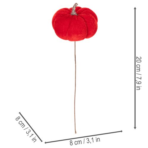 Dekoratív tök dróton, őszi dekoráció, bársony, háromszínű szett, 8cm, 9 darab | Floristik24.hu
