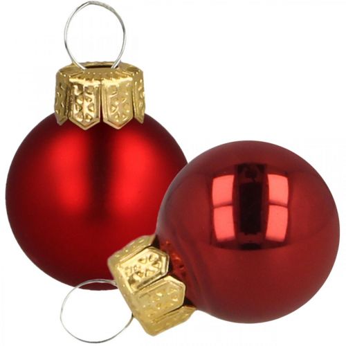 tételeket Mini karácsonyi golyók üveg piros matt/fényes Ø2cm 44 db