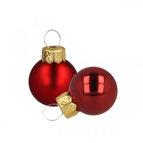 Mini karácsonyi labdák üveg piros matt/fényes Ø2cm 45db