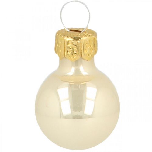 Floristik24 Mini karácsonyi golyók üveg krém matt/fényes Ø2cm 44 db