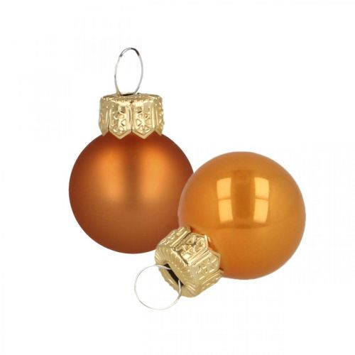 Mini karácsonyi golyók üveg narancssárga matt/fényes Ø2cm 44db