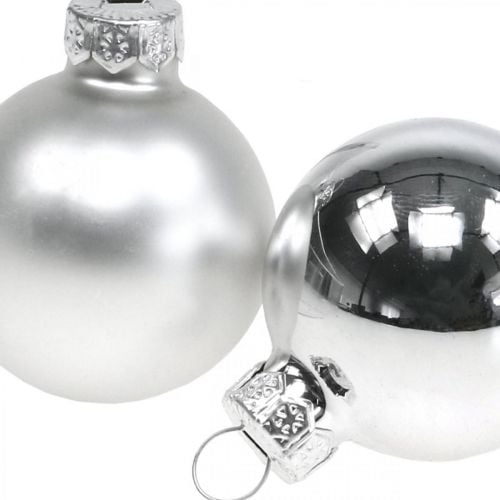 Karácsonyi labdák üveg ezüst golyó matt/fényes Ø4cm 60db