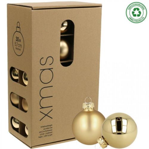 Floristik24 Karácsonyi golyók üveg arany matt fényes Ø5,5cm 26db