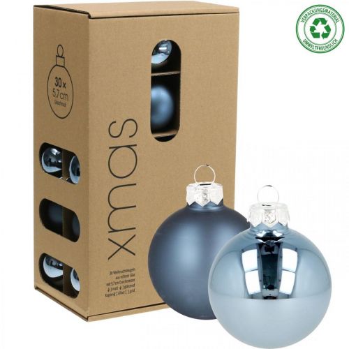 Floristik24 Karácsonyi golyók üveg kék matt fényes Ø5,5cm 26db