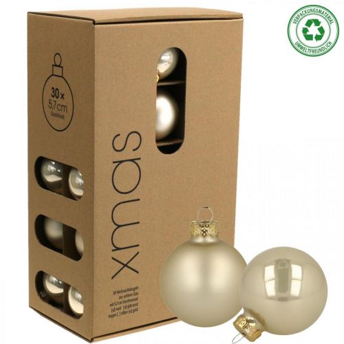 Floristik24 Karácsonyi golyók üveg krémes matt fényes Ø5,5cm 26db