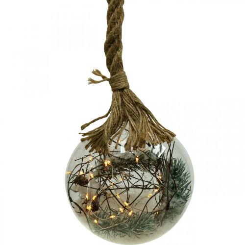 Floristik24 LED golyós hófenyő belső Ø14cm 30L meleg fehér időzítő