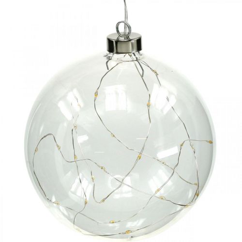 Floristik24 Karácsonyi labda LED labda Ø15cm 30L belső meleg fehér időzítő