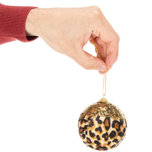 Karácsonyi gömbdísz leopárdmintával, arany csillámmal 7cm 3db | Floristik24.hu