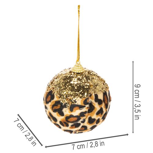 Karácsonyi gömbdísz leopárdmintával, arany csillámmal 7cm 3db | Floristik24.hu
