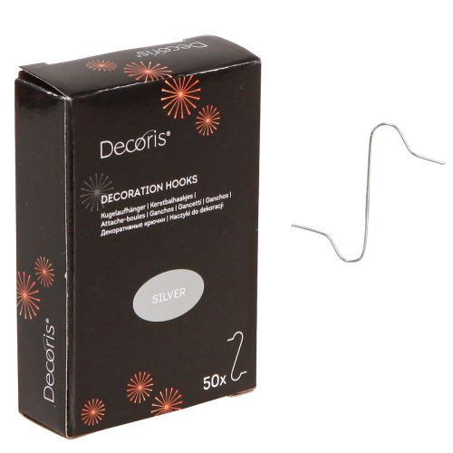 Floristik24 Golyóakasztó ezüst akasztó Karácsonyi labdák 35mm 50 db