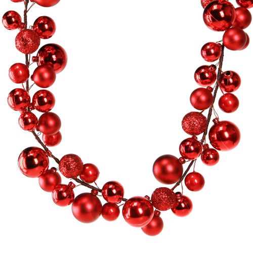 Floristik24 Piros gömbdísz girland 160cm karácsonyfadísz girland