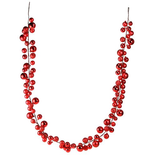 tételeket Piros gömbdísz girland 160cm karácsonyfadísz girland