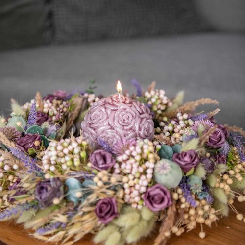 tételeket Kerek rózsaszín rózsa gömbgyertya Ø10.5cm Romantikus gyertyadekoráció Esküvői asztaldekoráció