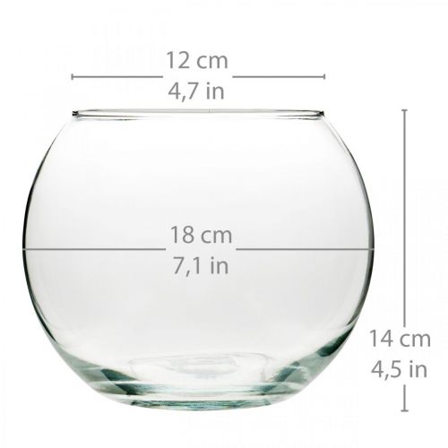 tételeket Golyós váza üvegváza átlátszó kerek asztali váza virágváza Ø18cm H14cm
