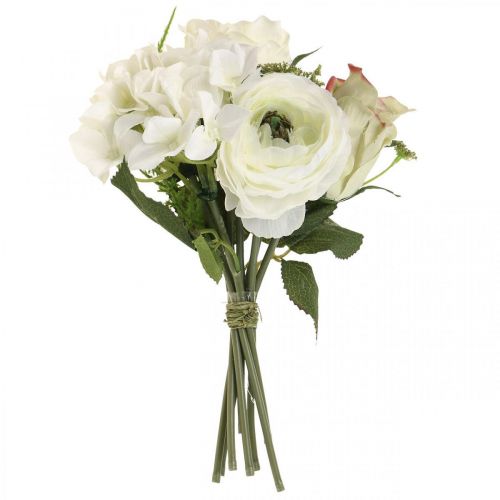 Floristik24 Művirágok deco csokor rózsák ranunculus hortenzia H23cm
