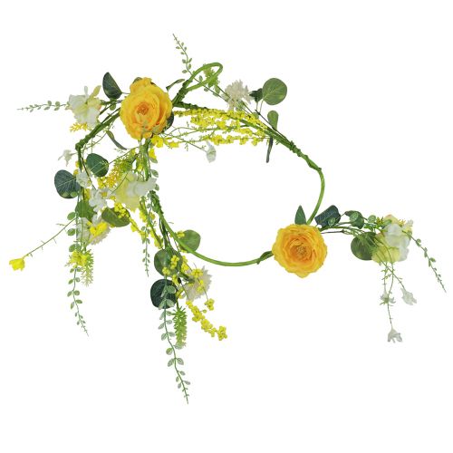 Floristik24 Művirág dekoratív vállfa tavaszi nyár sárga fehér 150cm