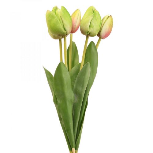 Művirág tulipánzöld, tavaszi virág L48cm 5 db-os köteg