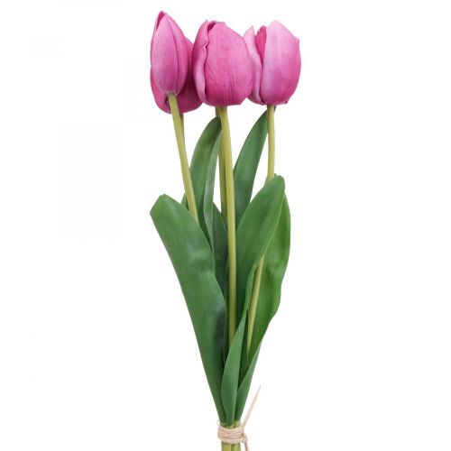 Floristik24 Művirág tulipán rózsaszín, tavaszi virág L48cm 5 db-os köteg