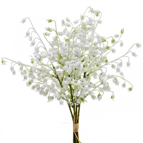 Floristik24 Művirágok, gyöngyvirágok mesterséges díszítése fehér 38cm 5db