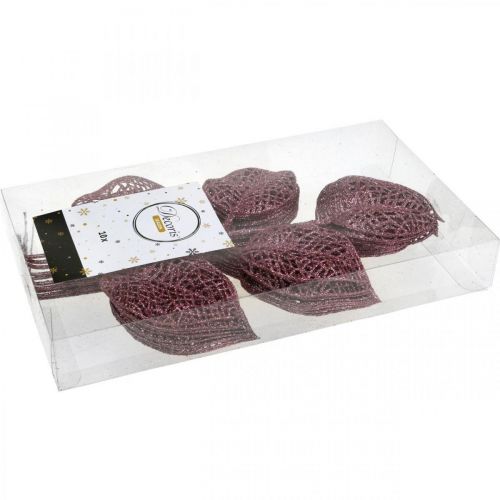 Floristik24 Mesterséges növények, dekoratív levelek, műágak rózsaszín csillám L36cm 10 db