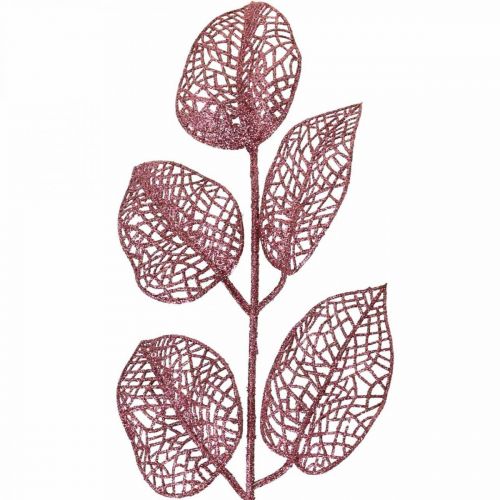 tételeket Mesterséges növények, deko levelek, műág rózsaszín csillám L36cm 10db