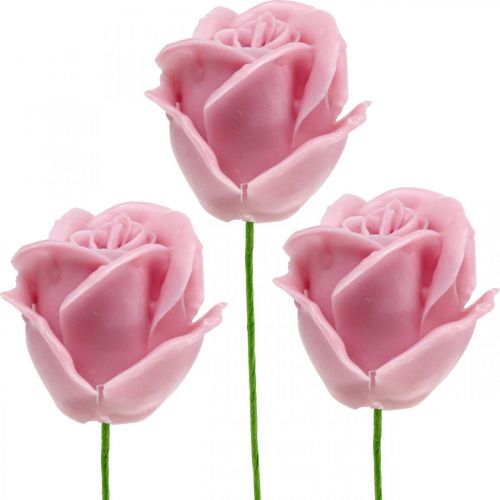 tételeket Műrózsák rózsaszín viasz rózsák deco rózsák viasz Ø6cm 18db