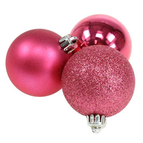 Floristik24 Műanyag karácsonyi labdák rózsaszín Ø6cm 10db