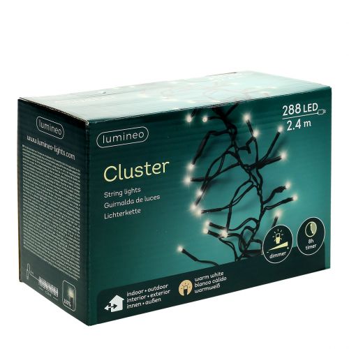 tételeket LED-es fénylánc külső 288er 2,4m fekete/meleg fehér