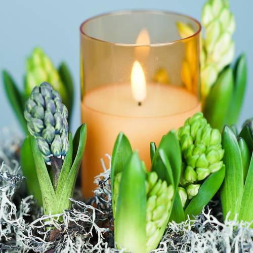 Floristik24 LED gyertya üvegben valódi viasznarancs Ø10cm H12,5cm