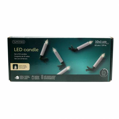 tételeket LED fa gyertyák 10cm meleg fehér távirányítóval 10db