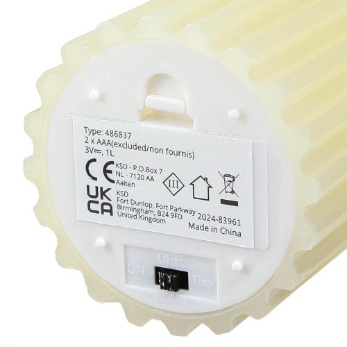 Floristik24 LED gyertyák időzítő viasz hornyos gyertyák 7,5/10cm krém 2 db