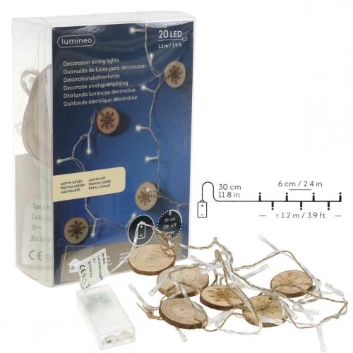 tételeket LED tündérlámpák karácsonyi fények belsejében fa korongok L120cm