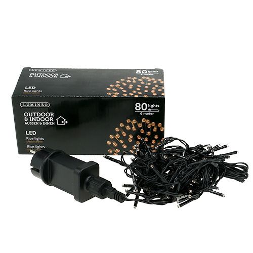 tételeket LED rizs fénylánc 80 LED füzér külső meleg fehér 6m