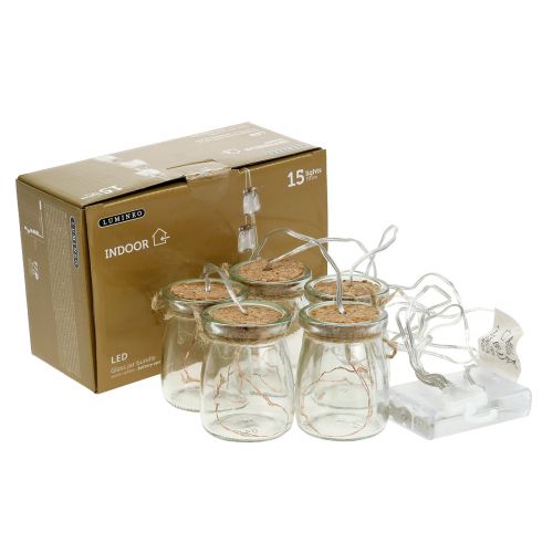 Floristik24 LED fénylánc üveg meleg fehér 70cm 15 fény