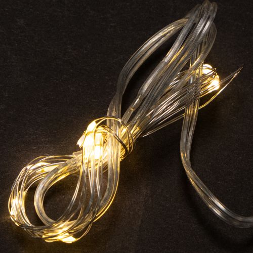 Elemmel működő fényfüzér beltéri használatra, meleg fehér, 10 LED, 1 m hosszú, 6 darab