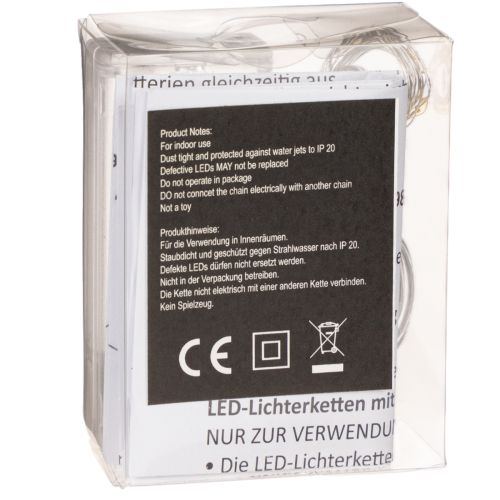 Elemmel működő fényfüzér beltéri használatra, meleg fehér, 10 LED, 1 m hosszú, 6 darab | Floristik24.hu