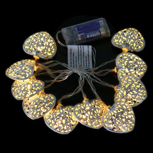 Floristik24 LED fénylánc szív alakú meleg / fehér 160cm