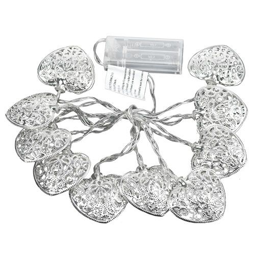 Floristik24 LED fénylánc szív alakú meleg / fehér 160cm