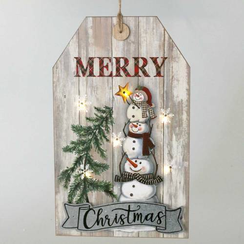 tételeket LED falfestmény hóember &quot;Merry Christmas&quot; 23 × 38,5 cm Akkumulátorhoz