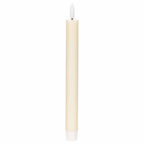 LED kúpos gyertya fehér színben, meleg fehér fénnyel, 24 cm, időzítővel, 2 darab