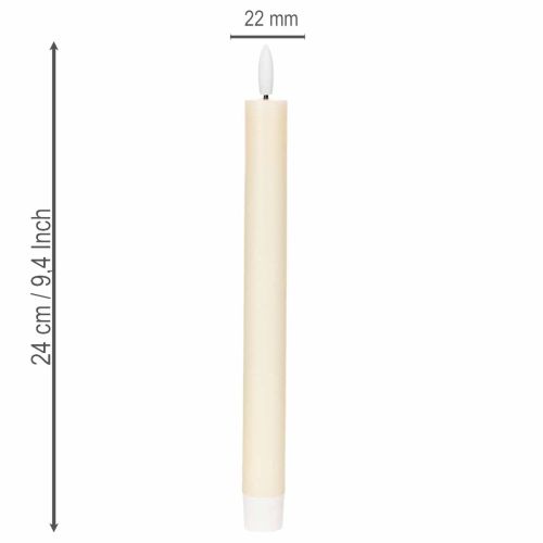 LED kúpos gyertya fehér színben, meleg fehér fénnyel, 24 cm, időzítővel, 2 darab | Floristik24.hu