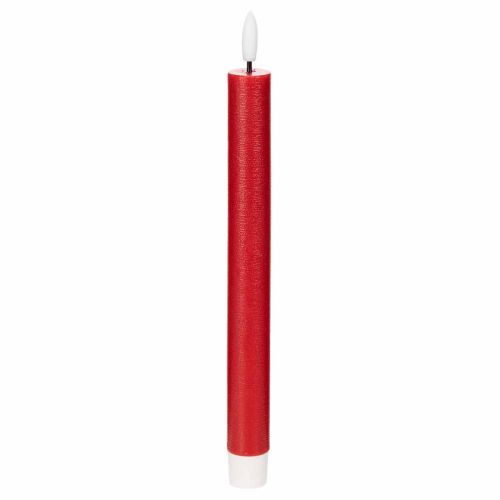 LED-es kúpos gyertya, piros, meleg fehér fénnyel, 24 cm, 2 darab vétel | Floristik24.hu