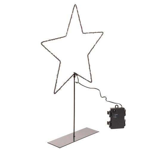 LED csillag elemtartóval, ablakpárkányra és asztalra szerelhető állványon, 46 cm
