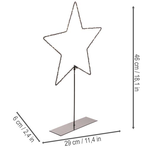 LED csillag elemtartóval, ablakpárkányra és asztalra szerelhető állványon, 46 cm | Floristik24.hu