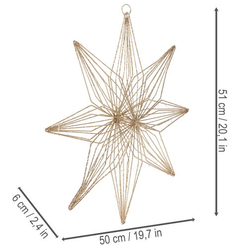 LED-es dekorcsillag drótból, beltéri használatra, elemes, 51 cm | Floristik24.hu