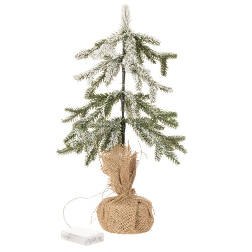 Műnövény hóval, LED karácsonyfa jutazsákban, elemes, beltéri használatra, 50cm | Floristik24.hu