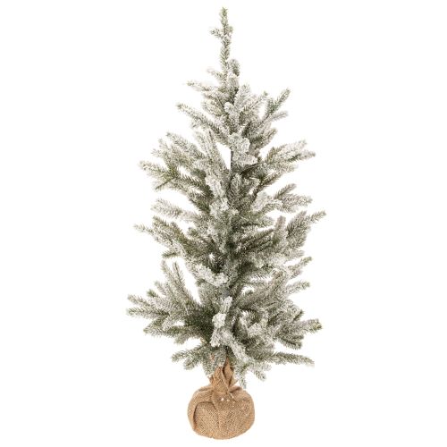 Műfenyő hóval, jutazsákban, 40 LED, beltéri használatra, 85 cm