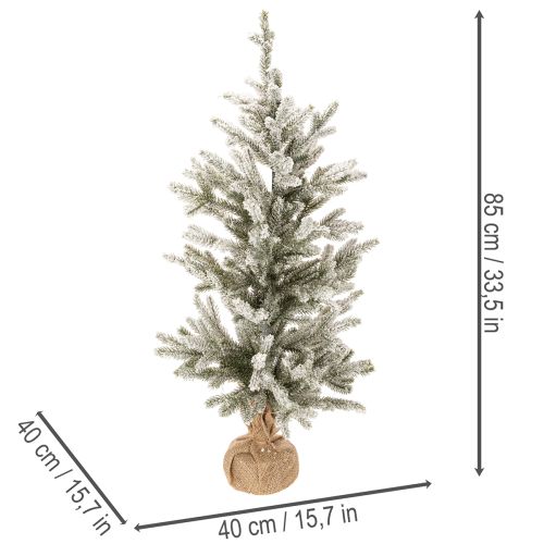 Műfenyő hóval, jutazsákban, 40 LED, beltéri használatra, 85 cm | Floristik24.hu