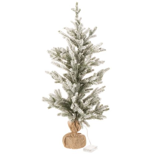 Műfenyő hóval, jutazsákban, 40 LED, beltéri használatra, 85 cm | Floristik24.hu